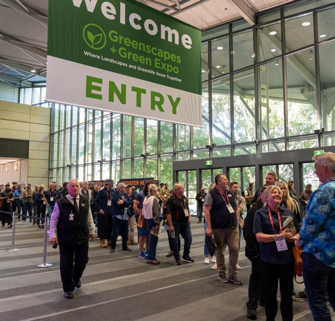 Visitors arriving at the show